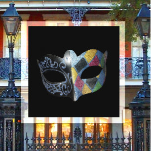Mardi Gras-masker Harlekijn, Scrollwerkpatroon Magneet