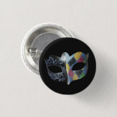 Mardi Gras-masker Harlekijn, Scrollwerkpatroon  Ronde Button 3,2 Cm (Voorkant /achterkant)
