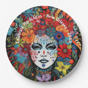 Mardi Gras-masker & hoofdtooi aangepaste tekst fee Papieren Bordje