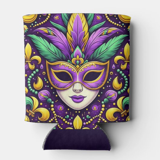 Mardi Gras masker/kralen/fleur de lis Blikjeskoeler (Achterkant)