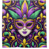 Mardi Gras masker/kralen/fleur de lis Douchegordijn (Voorkant)
