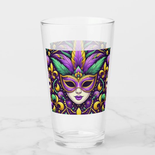 Mardi Gras masker/kralen/fleur de lis Glas (Achterkant)