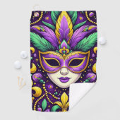 Mardi Gras masker/kralen/fleur de lis Golfhanddoek (Insitu)
