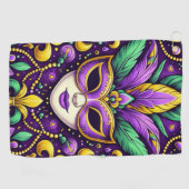 Mardi Gras masker/kralen/fleur de lis Golfhanddoek (Horizontaal)
