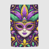 Mardi Gras masker/kralen/fleur de lis Golfhanddoek (Voorkant)