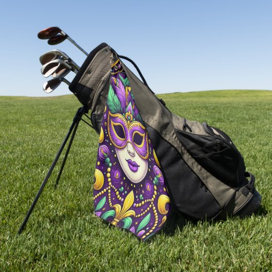 Mardi Gras masker/kralen/fleur de lis Golfhanddoek (Groen)