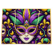Mardi Gras masker/kralen/fleur de lis Groot Cadeauzakje (Voorkant)