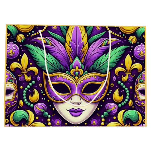 Mardi Gras masker/kralen/fleur de lis Groot Cadeauzakje (Achterkant)