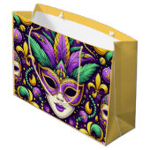 Mardi Gras masker/kralen/fleur de lis Groot Cadeauzakje (Achterkant Gekanteld)