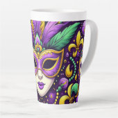 Mardi Gras masker/kralen/fleur de lis Latte Mok (Rechterhoek)