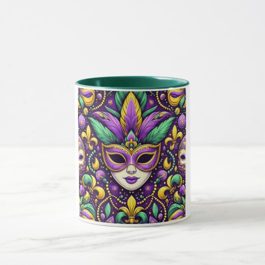 Mardi Gras masker/kralen/fleur de lis Mok (Midden)