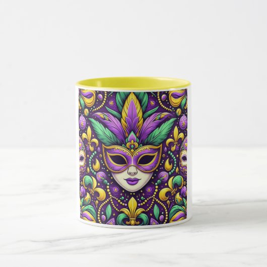 Mardi Gras masker/kralen/fleur de lis Mok (Midden)