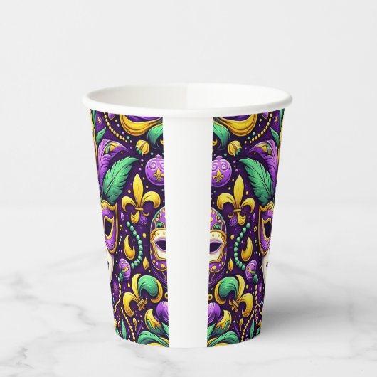 Mardi Gras masker/kralen/fleur de lis Papieren Bekers (Links)