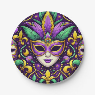 Mardi Gras masker/kralen/fleur de lis Papieren Bordje