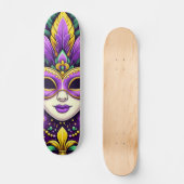 Mardi Gras masker/kralen/fleur de lis Persoonlijk Skateboard (Voorkant)