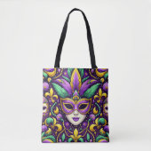 Mardi Gras masker/kralen/fleur de lis Tote Bag (Voorkant)