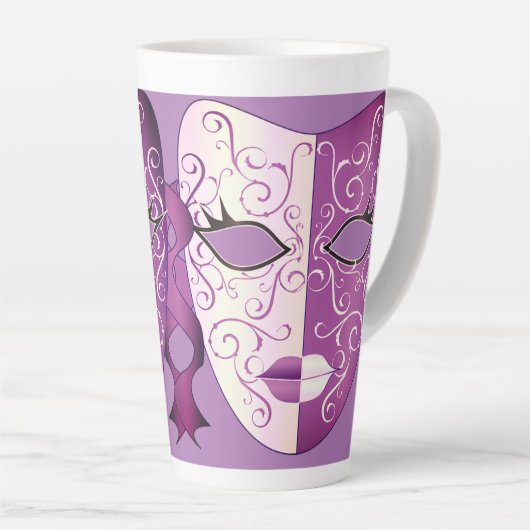 Mardi Gras Masker Latte Mok II 17 oz (Rechterhoek)