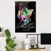 Mardi Gras Masker Masker | Zwarte Poster (Thuiskantoor)