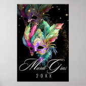 Mardi Gras Masker Masker | Zwarte Poster (Voorkant)
