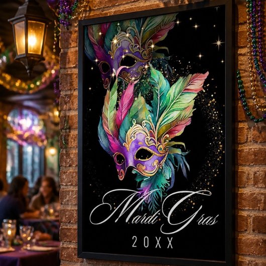 Mardi Gras Masker Masker | Zwarte Poster