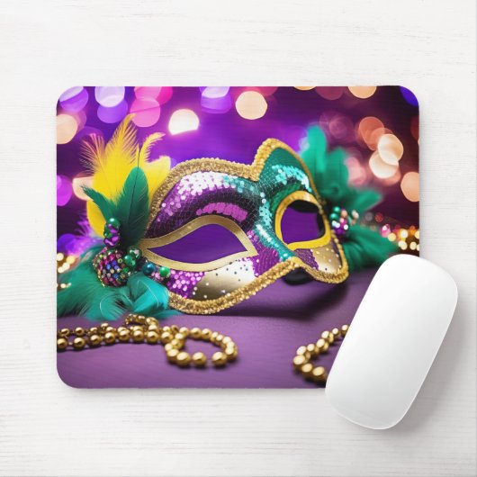 Mardi Gras masker met bokeh verlichting Muismat (Met muis)