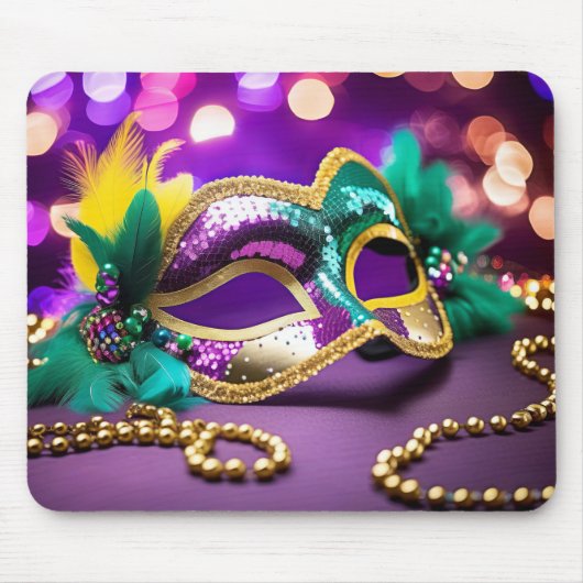 Mardi Gras masker met bokeh verlichting Muismat (Voorkant)