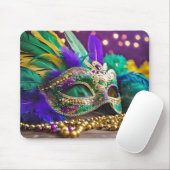 Mardi Gras masker met veren Muismat (Met muis)