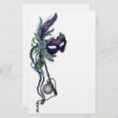 Mardi Gras Masker met zakhorloge Briefpapier (Voorkant / Achterkant)