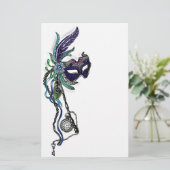 Mardi Gras Masker met zakhorloge Briefpapier (Staand voorkant)