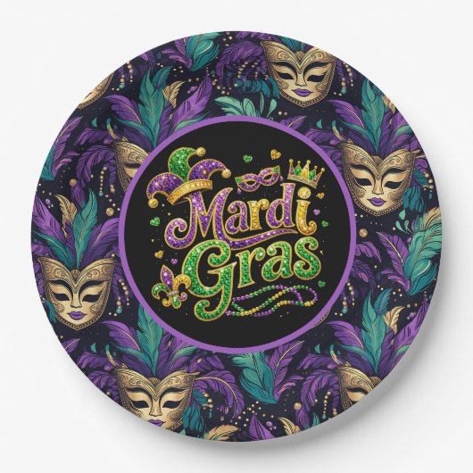 Mardi Gras-masker Papieren Bordje (Voorkant)
