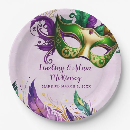 Mardi Gras-masker  Papieren Bordje (Voorkant)