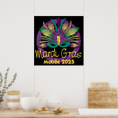 Mardi Gras Masker Poster - 2025 - Mobile (Keuken)