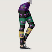 Mardi Gras Masker Sparkly Paarse Groene lijnen Leggings (Rechts)