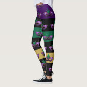 Mardi Gras Masker Sparkly Paarse Groene lijnen Leggings (Links)