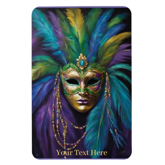 Mardi Gras Masker Veer Kralen Carnaval Aangepaste Magneet (Verticaal)
