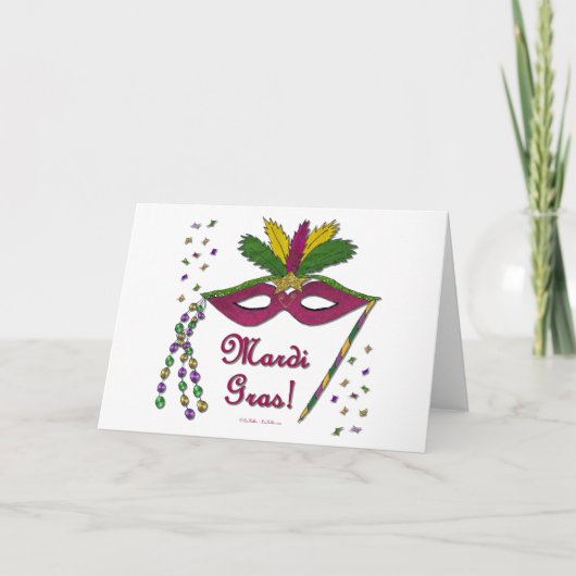Mardi Gras Masker Veer Kralen Kaart (Voorkant)