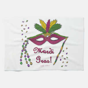 Mardi Gras Masker Veer Kralen Theedoek