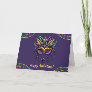 Mardi Gras Masker voor Valentijnse Feestdagen Kaart