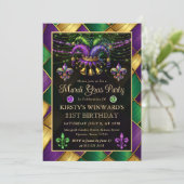 Mardi Gras Maskerade 21e Verjaardag Kaart (Staand voorkant)