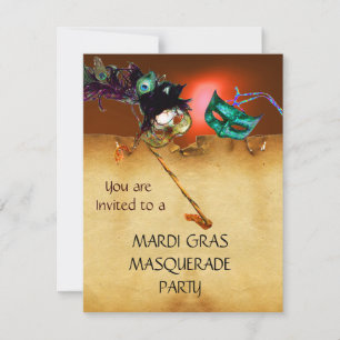 MARDI GRAS MASKERADE FEEST, Geel Kaart