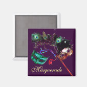MARDI GRAS MASKERADE FEEST MAGNEET (Voorkant / Achterkant)