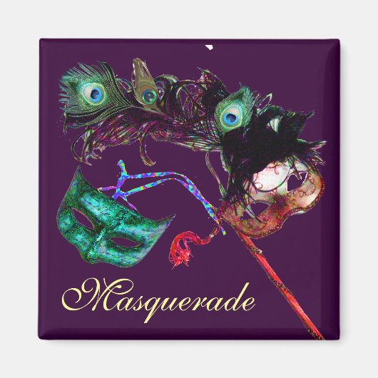 MARDI GRAS MASKERADE FEEST MAGNEET (Voorkant)