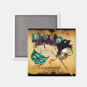 MARDI GRAS MASKERADE FEEST MAGNEET (Voorkant / Achterkant)