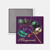 MARDI GRAS MASKERADE FEEST MAGNEET (Voorkant / Achterkant)