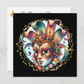 Mardi Gras Maskerade Feest Uitnodiging (Voorkant / Achterkant)