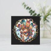 Mardi Gras Maskerade Feest Uitnodiging (Staand voorkant)