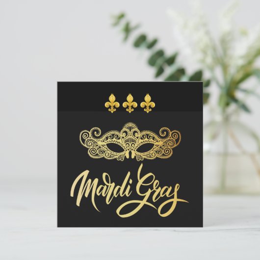 Mardi Gras Maskerade Feest Uitnodiging (Staand voorkant)