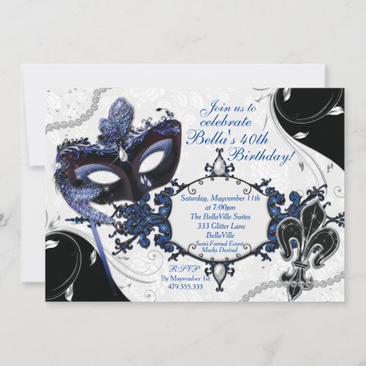 Mardi Gras Maskerade Feest Uitnodigingen (Achterkant)