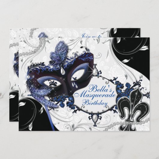 Mardi Gras Maskerade Feest Uitnodigingen (Voorkant / Achterkant)