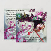 MARDI GRAS MASKERADE FEest, WITTE ZIJDE STOF Kaart (Voorkant / Achterkant)